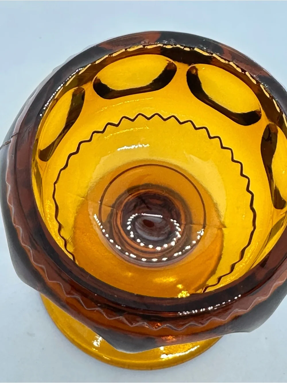 Indiana Glass Amber Kings Crown Thumbprint 4.25